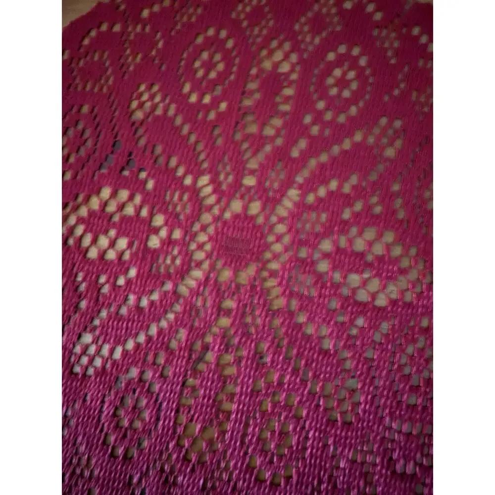 Vintage Rich Deep Red Crochet Doilies Set of 2 Round Lace Holiday Decor Handmade